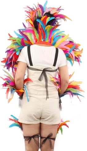 QI@XIA Feather Shoulder Shawl 1 Pair of Wrist Cuffs and Leg Cuff 1 Headpiece Carnival Halloween Costume Accessory Mardi gras in Saudi Arabia