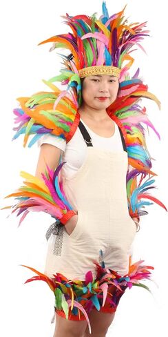 QI@XIA Feather Shoulder Shawl 1 Pair of Wrist Cuffs and Leg Cuff 1 Headpiece Carnival Halloween Costume Accessory Mardi gras in Saudi Arabia