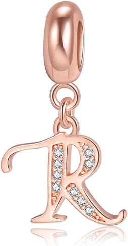 Letter Charms Initial A-Z Alphabet Beads, Rose Gold 925 Sterling Silver Dangle Beads for Bracelets & Necklaces (A) in Saudi Arabia
