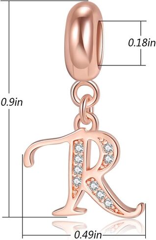 Letter Charms Initial A-Z Alphabet Beads, Rose Gold 925 Sterling Silver Dangle Beads for Bracelets & Necklaces (A) in Saudi Arabia