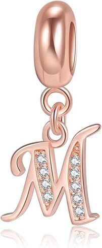 Letter Charms Initial A-Z Alphabet Beads, Rose Gold 925 Sterling Silver Dangle Beads for Bracelets & Necklaces (A) in Saudi Arabia