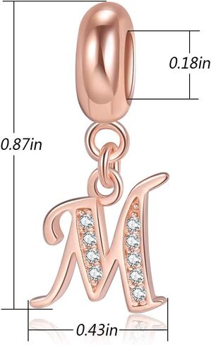 Letter Charms Initial A-Z Alphabet Beads, Rose Gold 925 Sterling Silver Dangle Beads for Bracelets & Necklaces (A) in Saudi Arabia
