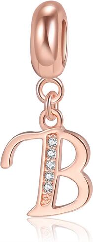 Letter Charms Initial A-Z Alphabet Beads, Rose Gold 925 Sterling Silver Dangle Beads for Bracelets & Necklaces (A) in Saudi Arabia