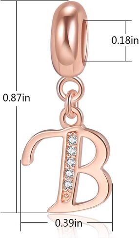 Letter Charms Initial A-Z Alphabet Beads, Rose Gold 925 Sterling Silver Dangle Beads for Bracelets & Necklaces (A) in Saudi Arabia