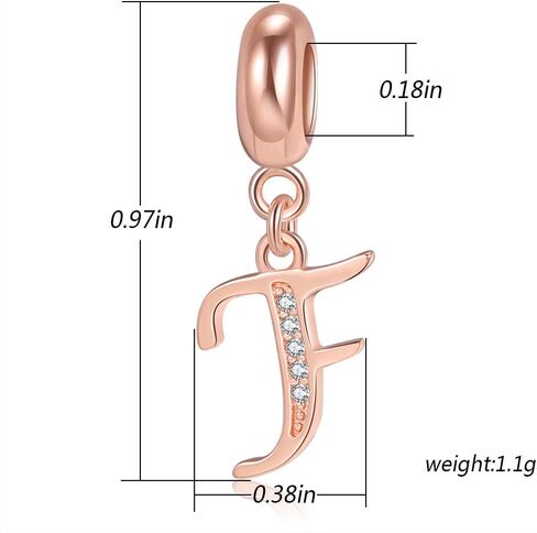 Letter Charms Initial A-Z Alphabet Beads, Rose Gold 925 Sterling Silver Dangle Beads for Bracelets & Necklaces (A) in Saudi Arabia