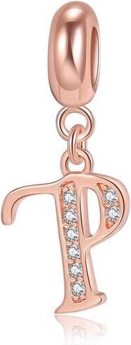 Letter Charms Initial A-Z Alphabet Beads, Rose Gold 925 Sterling Silver Dangle Beads for Bracelets & Necklaces (A) in Saudi Arabia