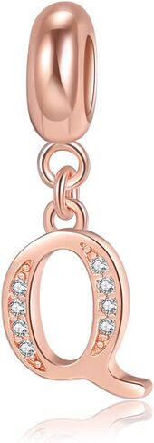 Letter Charms Initial A-Z Alphabet Beads, Rose Gold 925 Sterling Silver Dangle Beads for Bracelets & Necklaces (A) in Saudi Arabia