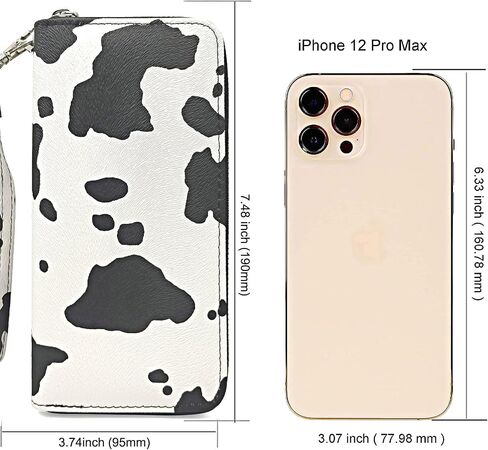 Cow Print Wallets for Women Cow Pattern PU Leather Zipper Long Purse with Removable Wristlet Cellphone Credit Card Money Holder Clutch Wallet in Saudi Arabia