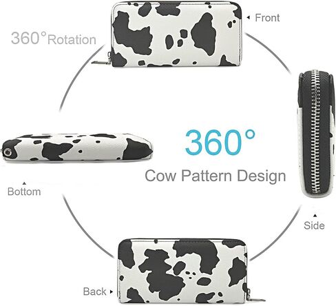 Cow Print Wallets for Women Cow Pattern PU Leather Zipper Long Purse with Removable Wristlet Cellphone Credit Card Money Holder Clutch Wallet in Saudi Arabia