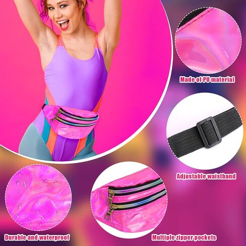 أزياء Hysagtek 80s للنساء، 16 قطعة من إكسسوارات 80s، أقراط ريترو 80s عقال سوار قلادة شبكة صيد السمك قفازات نظارات حقيبة ليزر in Kuwait