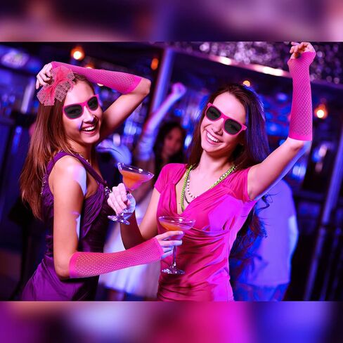 أزياء Hysagtek 80s للنساء، 16 قطعة من إكسسوارات 80s، أقراط ريترو 80s عقال سوار قلادة شبكة صيد السمك قفازات نظارات حقيبة ليزر in Kuwait