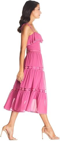 Dress the Population Women's Dream Sleeveless Ruffle Bodice Lace Insert Tiered Skirt Midi Dress in Saudi Arabia