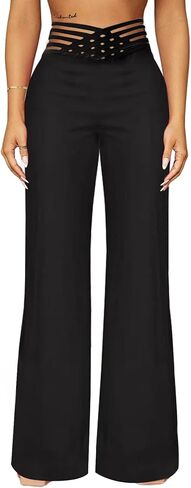 SOFIA'S Choice بنطال نسائي واسع الساق متقاطع عالي الخصر بالازو in Kuwait