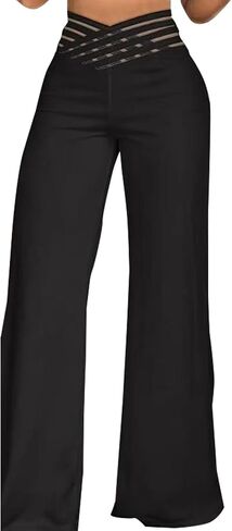 SOFIA'S Choice بنطال نسائي واسع الساق متقاطع عالي الخصر بالازو in Kuwait