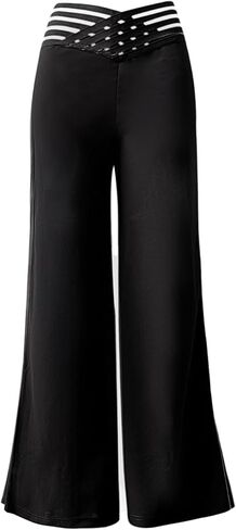 SOFIA'S Choice بنطال نسائي واسع الساق متقاطع عالي الخصر بالازو in Kuwait