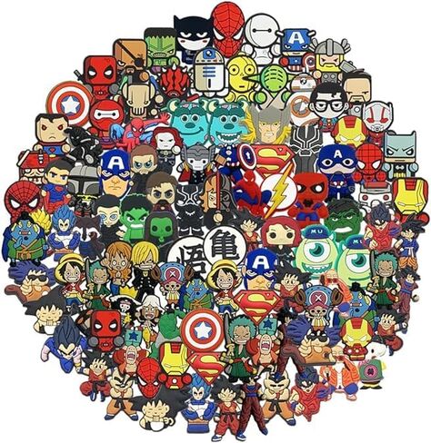 PORUTE 100 PCS Anime Superheros Shoe Charms for Shoe and Bracelets Wristbands Party Gifts, Accessories for Halloween, Easter, Christmas, Birthdays, for Kids & unisex-adult in Kuwait