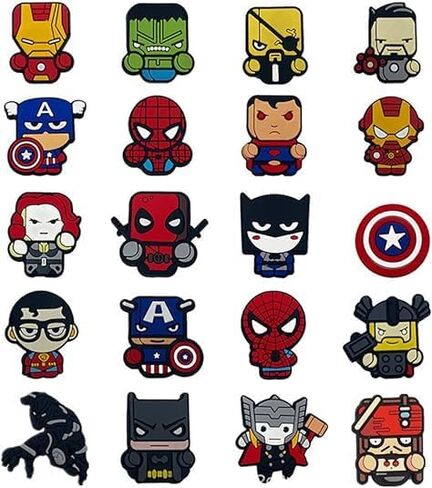 PORUTE 100 PCS Anime Superheros Shoe Charms for Shoe and Bracelets Wristbands Party Gifts, Accessories for Halloween, Easter, Christmas, Birthdays, for Kids & unisex-adult in Kuwait