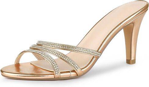 Allegra K Women's Rhinestone Strappy Heel Mules in Kuwait