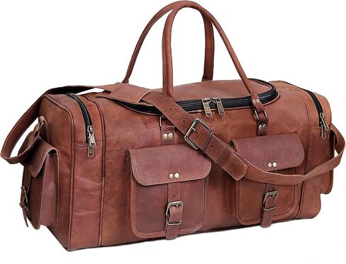 Leather 24 Inch U Zip holdall Luggage Handmade Duffel Bag Carryall Weekender Travel Overnight Gym Sports Carry On Duffel Bag For Men And Women in Saudi Arabia