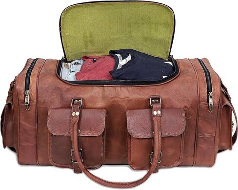 Leather 24 Inch U Zip holdall Luggage Handmade Duffel Bag Carryall Weekender Travel Overnight Gym Sports Carry On Duffel Bag For Men And Women in Saudi Arabia