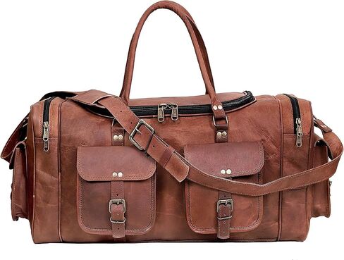 Leather 24 Inch U Zip holdall Luggage Handmade Duffel Bag Carryall Weekender Travel Overnight Gym Sports Carry On Duffel Bag For Men And Women in Saudi Arabia