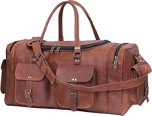 Leather 24 Inch U Zip holdall Luggage Handmade Duffel Bag Carryall Weekender Travel Overnight Gym Sports Carry On Duffel Bag For Men And Women in Saudi Arabia