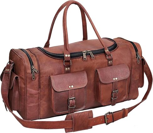 Leather 24 Inch U Zip holdall Luggage Handmade Duffel Bag Carryall Weekender Travel Overnight Gym Sports Carry On Duffel Bag For Men And Women in Saudi Arabia
