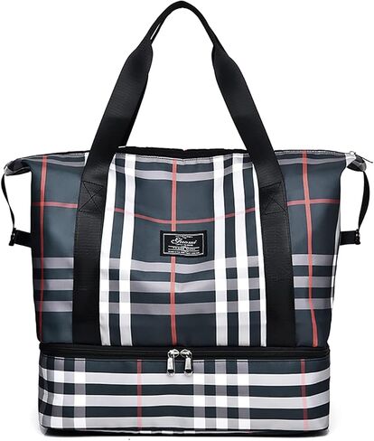 حقيبة سفر من القماش الخشن للنساء في عطلة نهاية الأسبوع يمكن حملها طوال الليل حقيبة رياضية للجيم مع جيب مبلل وحجرة أحذية يمكن حملها على حقيبة حمل مع أكمام ترولي للسفر وصالة الألعاب الرياضية واليوجا والتخييم المدرسي (طباعة البقرة) in Kuwait