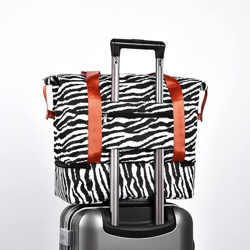 Travel Duffel Bag for Women Weekender Carry On Overnight Bag Sports Gym Bag with Wet Pocket and Shoes Compartment Carry On Tote Bag with Trolley Sleeve Travel Gym Yoga School Camping (Cow Print) in Saudi Arabia
