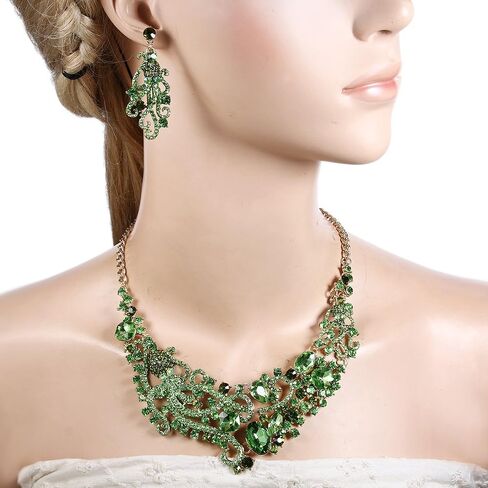 EVER FAITH Rhinestone Crystal Octopus Necklace Earrings Set in Saudi Arabia