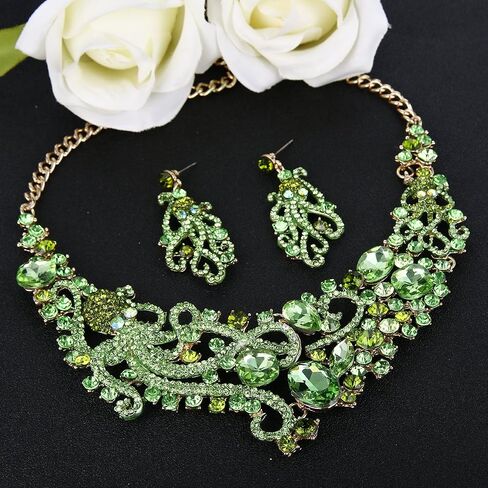 EVER FAITH Rhinestone Crystal Octopus Necklace Earrings Set in Saudi Arabia