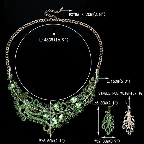 EVER FAITH Rhinestone Crystal Octopus Necklace Earrings Set in Saudi Arabia
