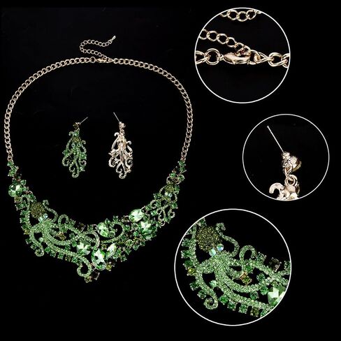 EVER FAITH Rhinestone Crystal Octopus Necklace Earrings Set in Saudi Arabia