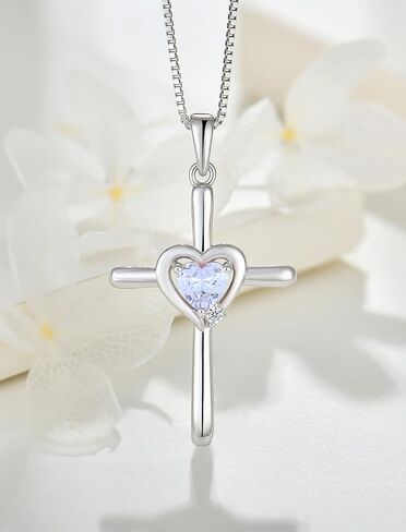 قلادة متقاطعة من الفضة الإسترليني عيار 925 على شكل صليب على شكل قلادة دينية مكونة من مجموعة مجوهرات ألكسندريت للنساء in Kuwait