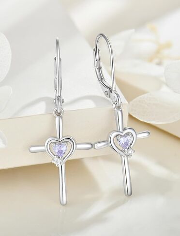 قلادة متقاطعة من الفضة الإسترليني عيار 925 على شكل صليب على شكل قلادة دينية مكونة من مجموعة مجوهرات ألكسندريت للنساء in Kuwait