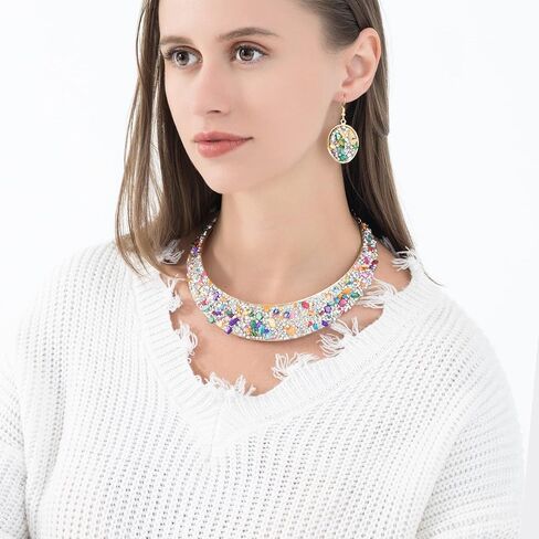 حجر الراين طوق الذهب قلادة معدنية للنساء بيان الياقات القلائد مجموعات إكسسوارات المجوهرات in Kuwait