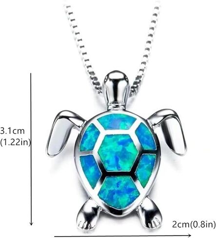 Opal Sea Turtle Necklace Earrings Set for Women Girls Hypoallergenic Delicate Cute Ocean Animal Blue Birthstone Funny Small Stud Earrings for Her Birthday Holiday Christmas Fashion Jewelry Set Gifts in Saudi Arabia