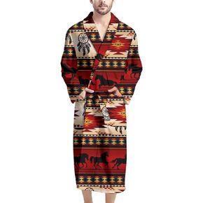 Men Bathrobe Plush and Warm Shawl Collar Spa Robes with Pocket Universal Fit