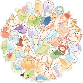 Cute Kawaii Cartoon Parrot Stickers, 40Pcs Adorable Parrots Bird Aesthetic Decals Waterproof Self Adhesive Vinyl Stickers for Scrapbook Planner Journals Teenager Kids Girls Gift