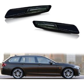 ADIIL F10 Style Silver Lens Front Fender Full Amber LED Side Marker Light Turn Signal Lamp Assembly For BMW 1 3 5 Series E82 E88 E90 E91 E92 E93 E60 E61