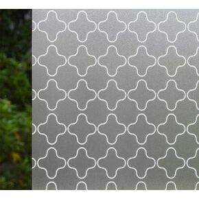 VSUDO 1 Roll 17.7" by 78.7" Privacy Window Film, Four Leaf Clover Pattern Window Tint, Static Cling Window Glass Sticker for Home (9.68 Sq. Ft Total)