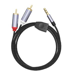 RCA to 3.5mm Aux Cable, Aux to RCA Headphone Male to Male Jack Adapter Nylon Braided 1/8 to RCA Audio Y Cord for Smartphones, MP3, Tablets, Speakers, HDTV (6.6 FT)