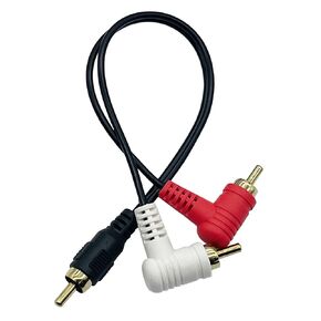 RCA Splitter Audio Cable, Gold-Plated RCA Female to Dual Male 90 Degree Angle Audio Adapter Cable, Lotus Cable -8 Inch(F Straight/2 M Bend)