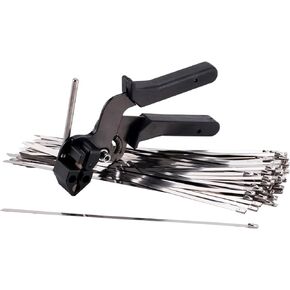 TR TOOLROCK Stainless Steel Cable Tie Gun and 200pcs 11.8inch Stainless Steel Self-Locking Zip Ties Kit, 4.6x300mm Metal Zip Tie Tool Kit, Cable Tie Tool for Stainless Steel Cable Ties