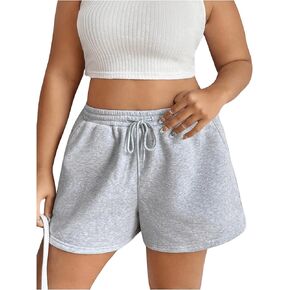 Women's Plus Size High Waisted Track Shorts Drawstring Sweat Jogger Shorts