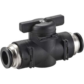 uxcell Pneumatic Ball Valve, Push to Connect Shut off Valve, 12mm Inner Diameter, for Air Flow Control, Plastic Zinc Alloy Black