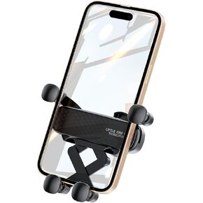 Gravity Car Phone Holder Mount for iPhone Android and All Smartphones with Newest Air Vent Clip Auto Lock 2024 Upgrade Hands Free Automobile Cell Phone Holder Thick Cases Friendly Black