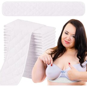 16 Pack Bra Liners Under Breast Sweat Absorber Pads Under Bra Sweat Liners Bra Liners to Absorb Sweat Under Breasts Washable Cotton Breast Pads Breathable Boob Sweat White