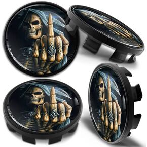 Biomar Labs® 4 x 68mm Wheel Centre Alloy Hub Compatible with BMW Part Number: 36136783536 Center Caps Hubcaps Skull Middle Finger CB 25