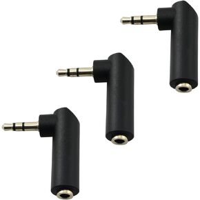 Angle 3.5mm Audio Adapter 3PCS Male to Female 90 Degree Right Angle Gold-Plated TRS Stereo Jack Plug AUX Connector for Headset Tablets MP3 Players Game Controller Speakers